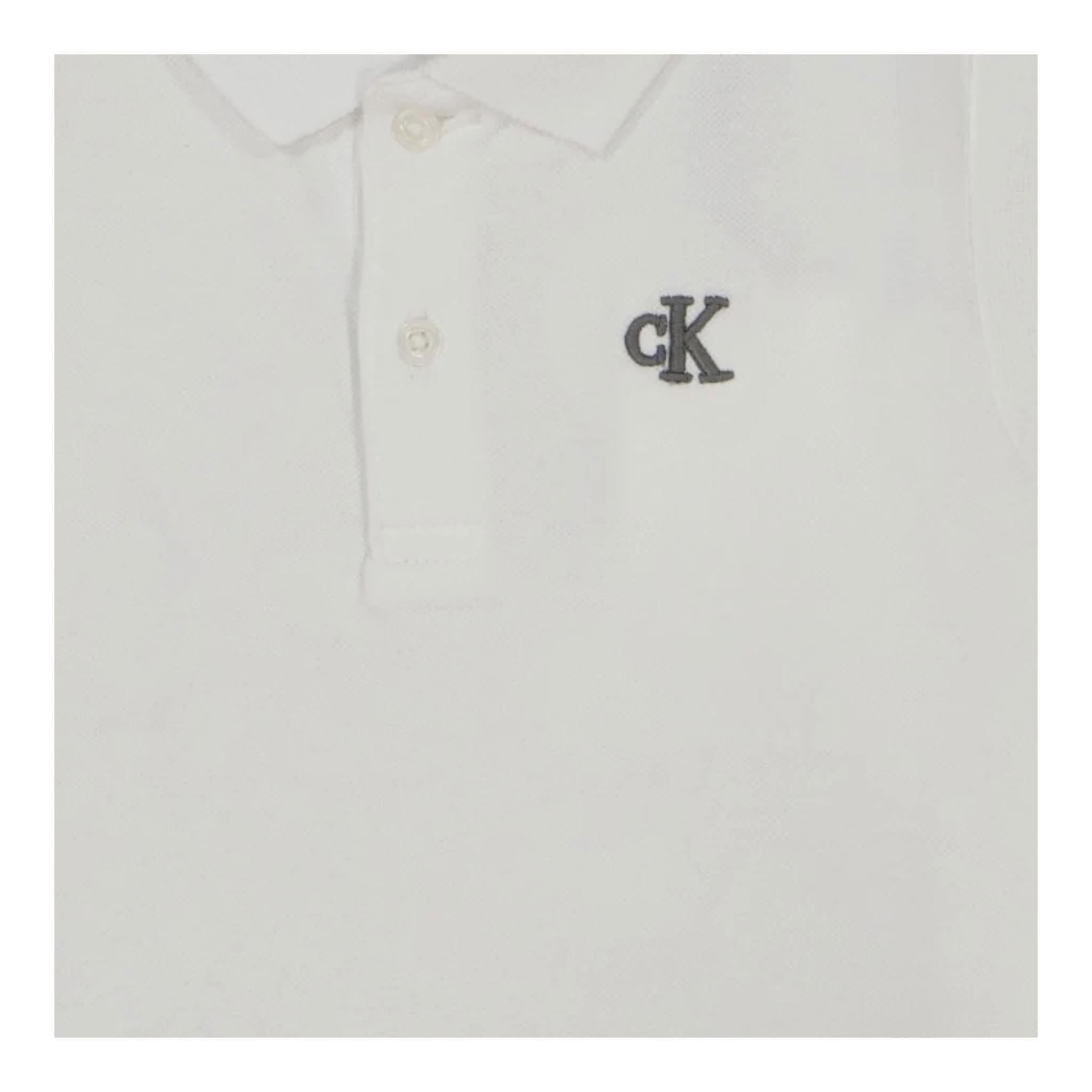 Calvin Klein Polo Mezza Manica Tinta Unita con Logo per Neonato IN0IN00170 BIANCO CALVIN KLEIN 