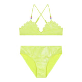 Billieblush Costume 2 Pezzi Tinta Unita Triangolo-Slip Giallo Fluo Per Bambina
