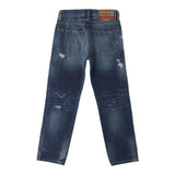 Diesel Jeans Tinta Unita Con Strappi E Girovita Regolabile Blu Per Bambino