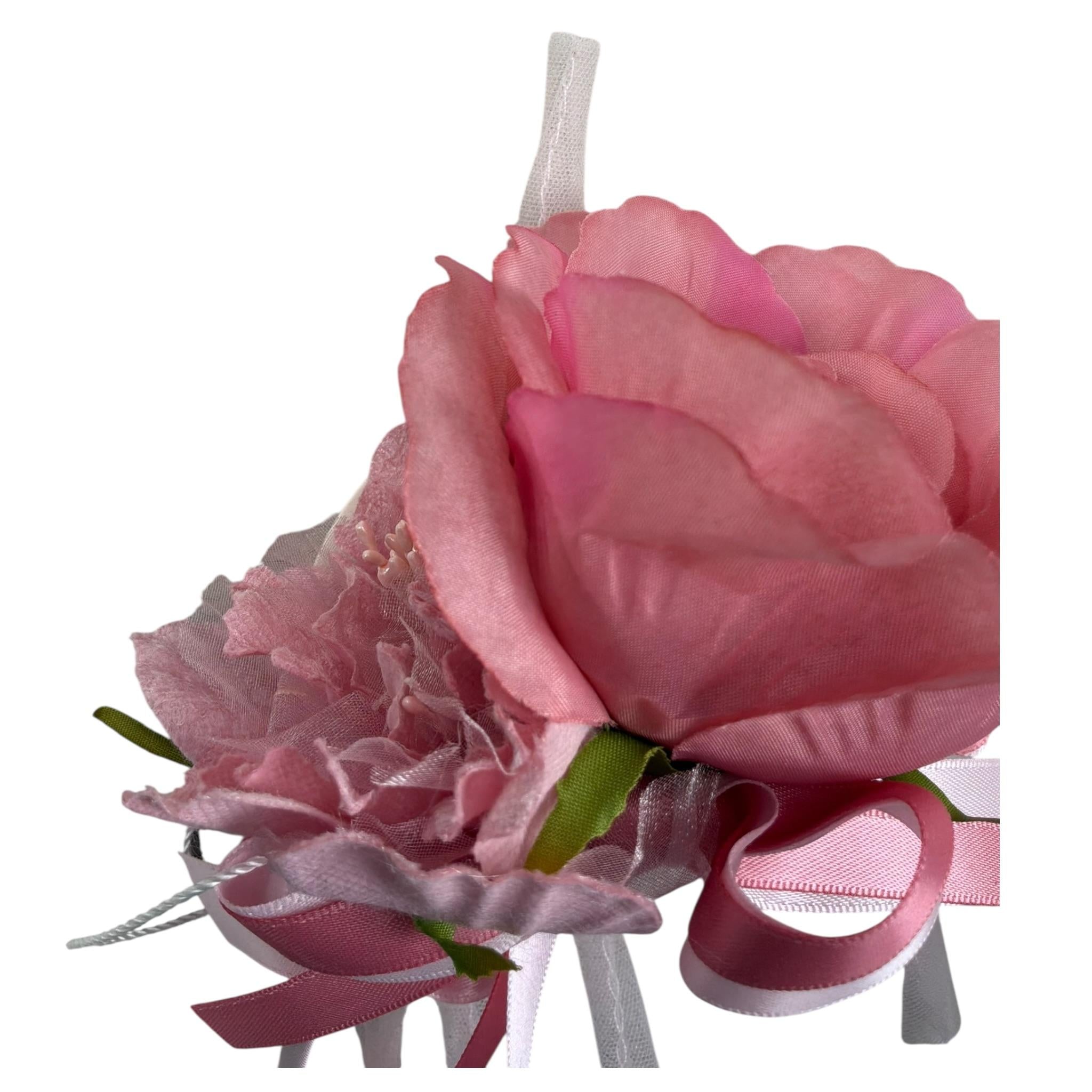 Les Gamins Cerchietto Tinta Unita con Applicazioni Fiori per Bambina 101042 ROSA LES GAMINS 