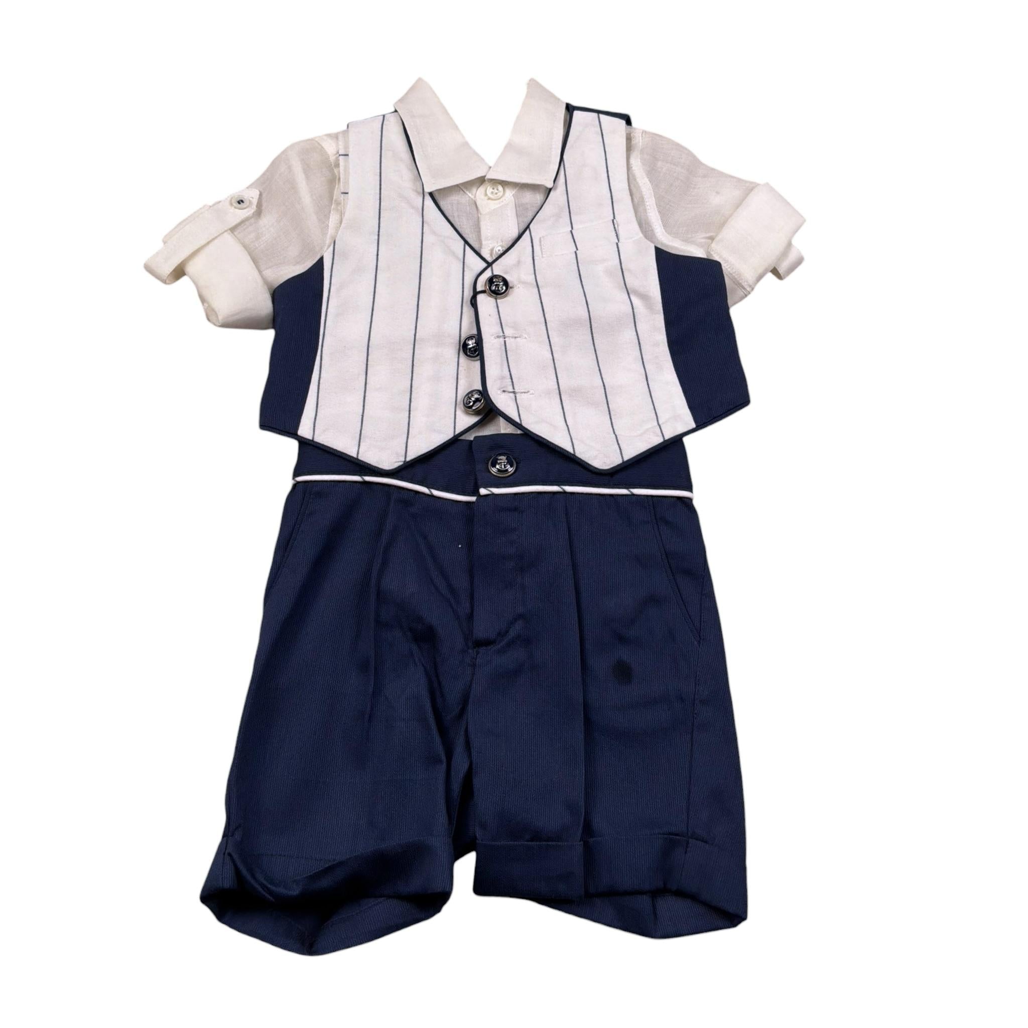 Baby A. Completo 3 Pezzi Gilet-Camicia--Pantalone per Neonato A2102 BLU BABY A. 