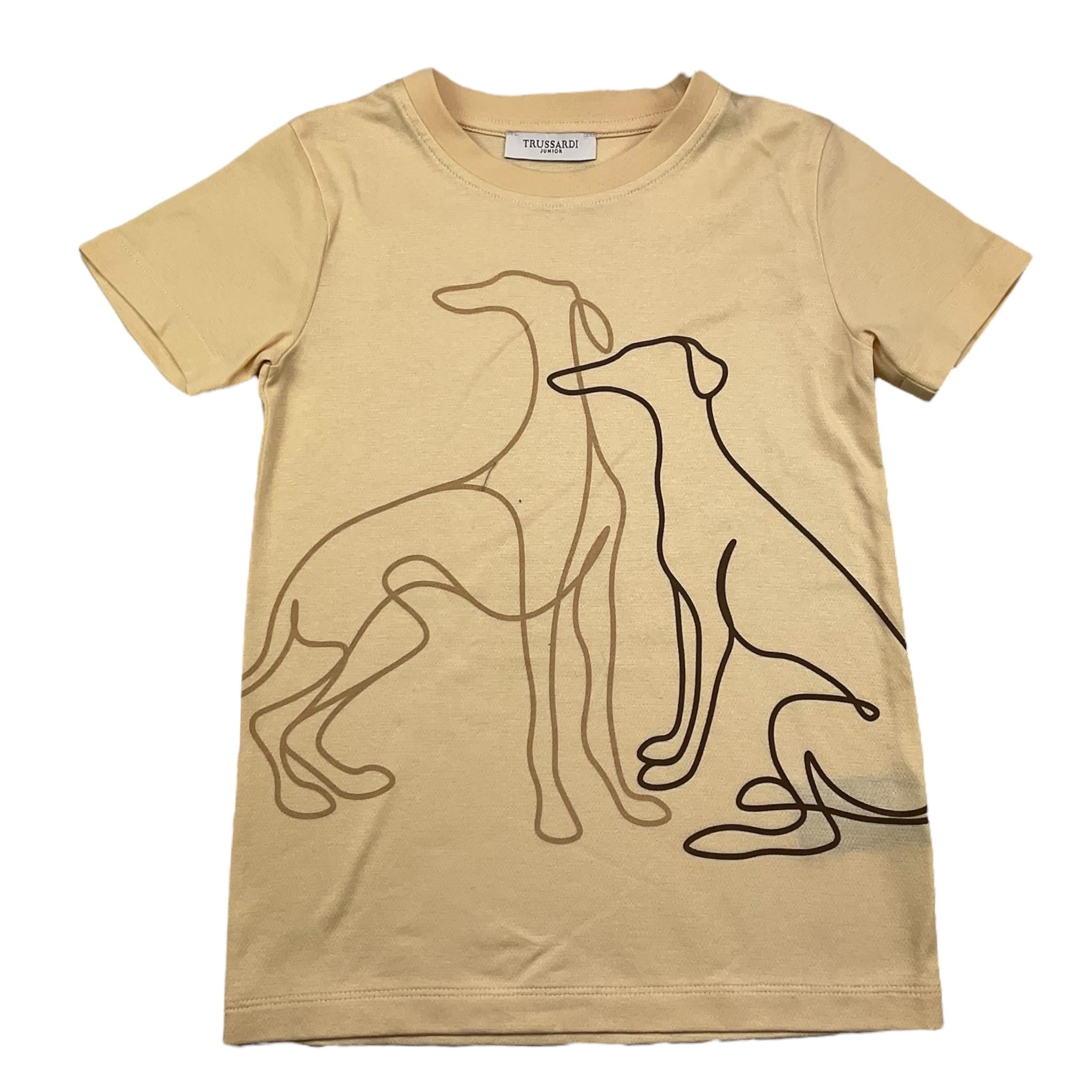 TRUSSARDI t-shirt girocollo tinta unita con stampa in contrasto Beige per Bambino TBA25033TS BEIGE TRUSSARDI 