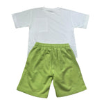 Moschino Completo 2 Pezzi T-Shirt-Bermuda Bicolore per Bambino HMG00R BIANCO/VERDE MOSCHINO 