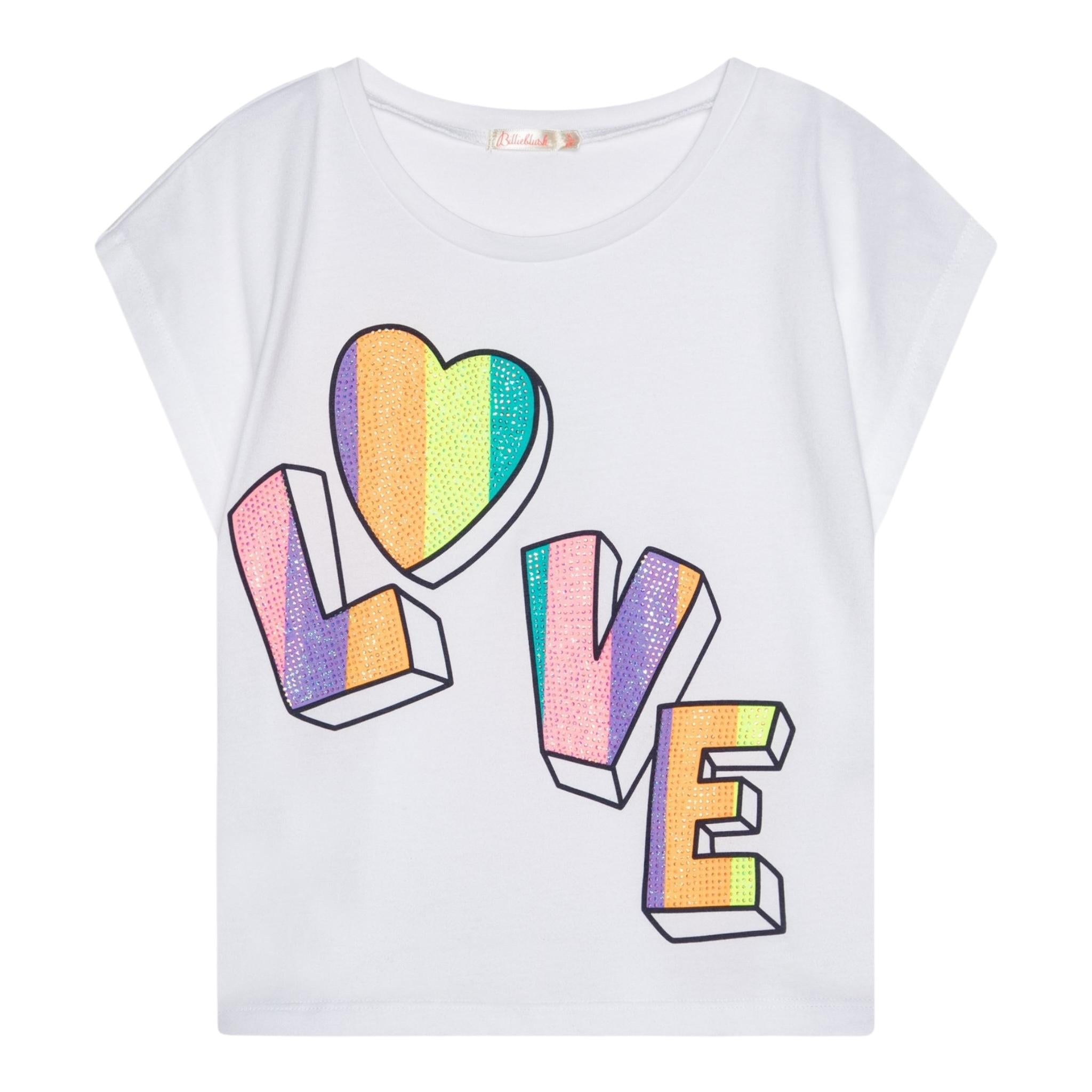Billieblush T-Shirt Tinta Unita con Stampa Brillantini per Bambina U21036 BIANCO BillIEBLUSH 