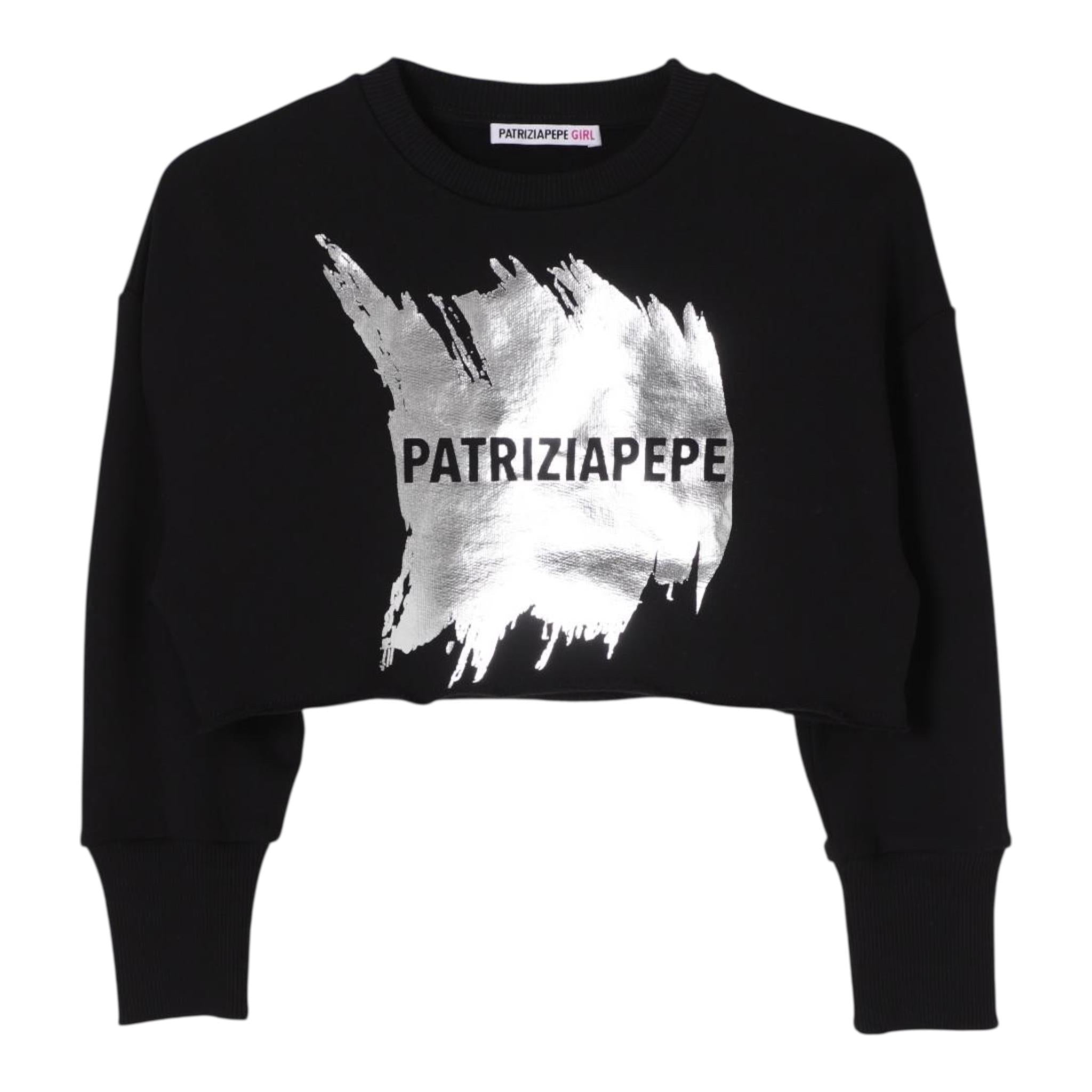 PATRIZIA PEPE felpa chiusa girocollo tinta unita cn logo Nero per Bambina 7M0871XX NERO PATRIZIA PEPE 