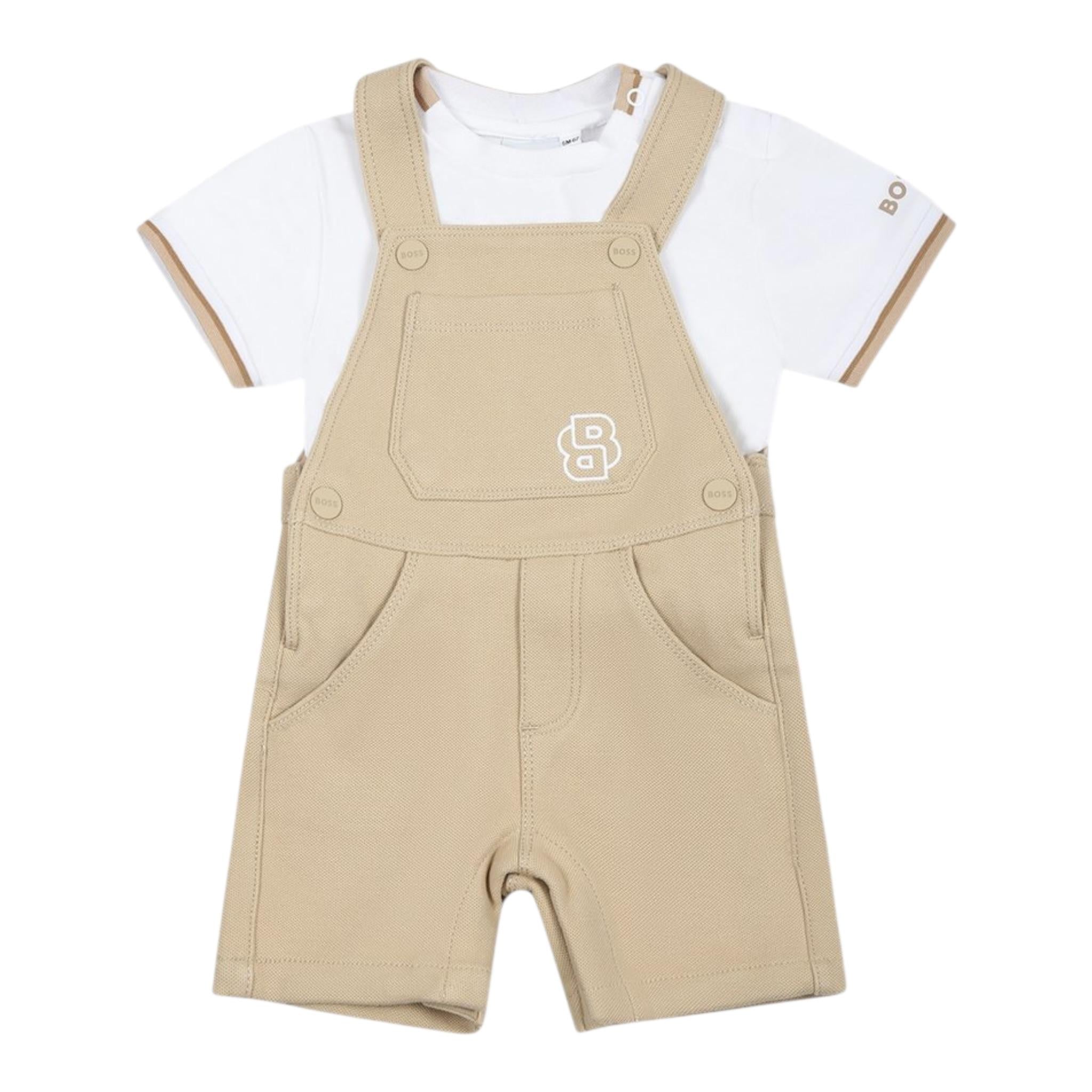 Boss Completo 2 Pezzi T-Shirt-Salopette per Neonato J52210 BEIGE BOSS 
