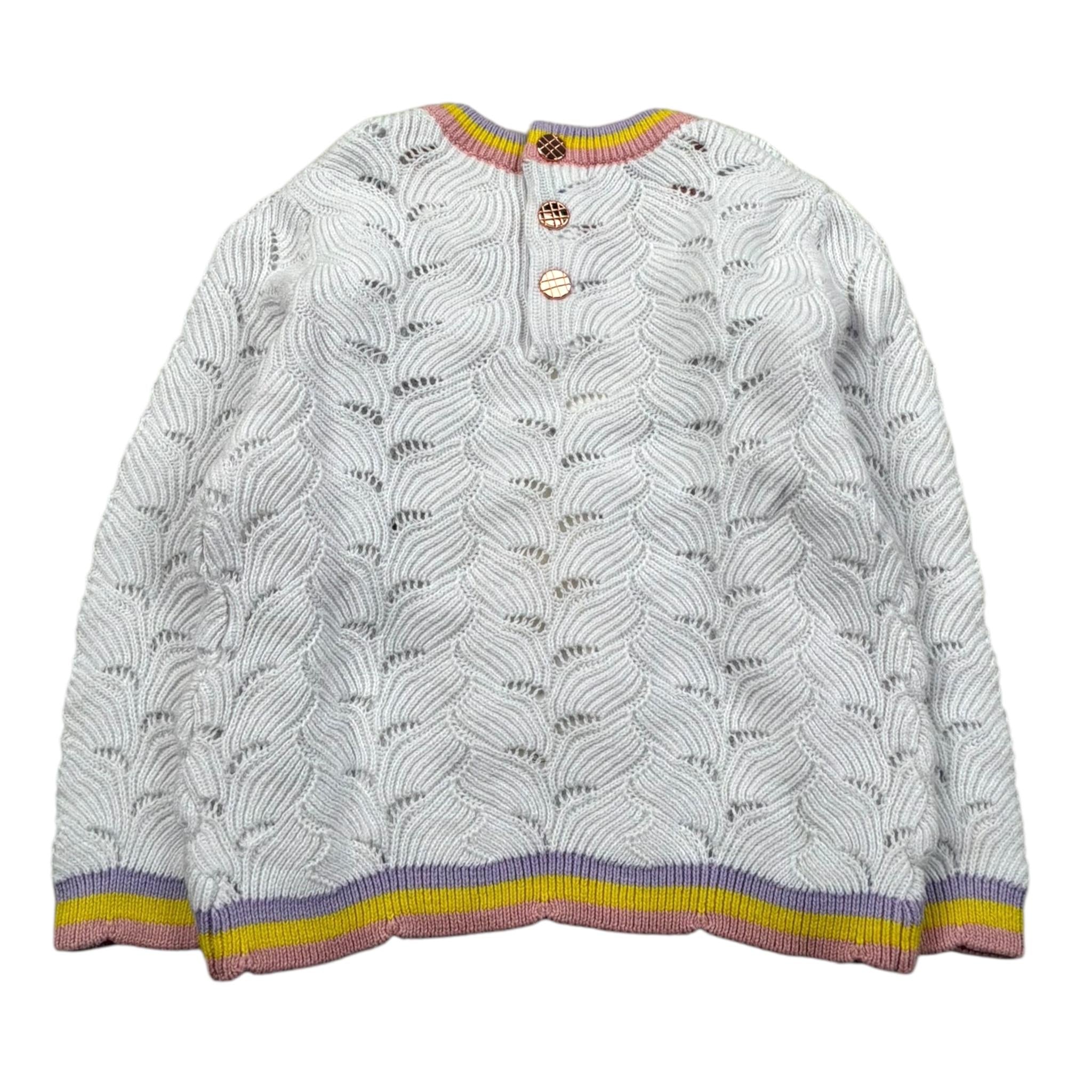 Carre'Ment Beau Maglia Girocollo Tinta Unita Traforata per Neonata Y05227 BIANCO CARRE'MENT BEAU 