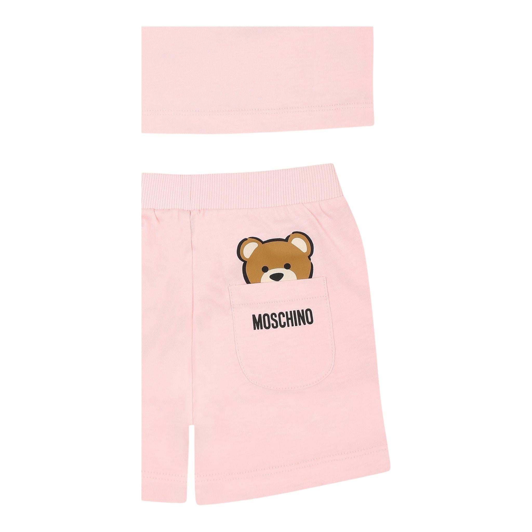 Moschino Completo 2 Pezzi T-Shirt-Bermuda Bicolore per Neonata MUG01FA ROSA MOSCHINO 