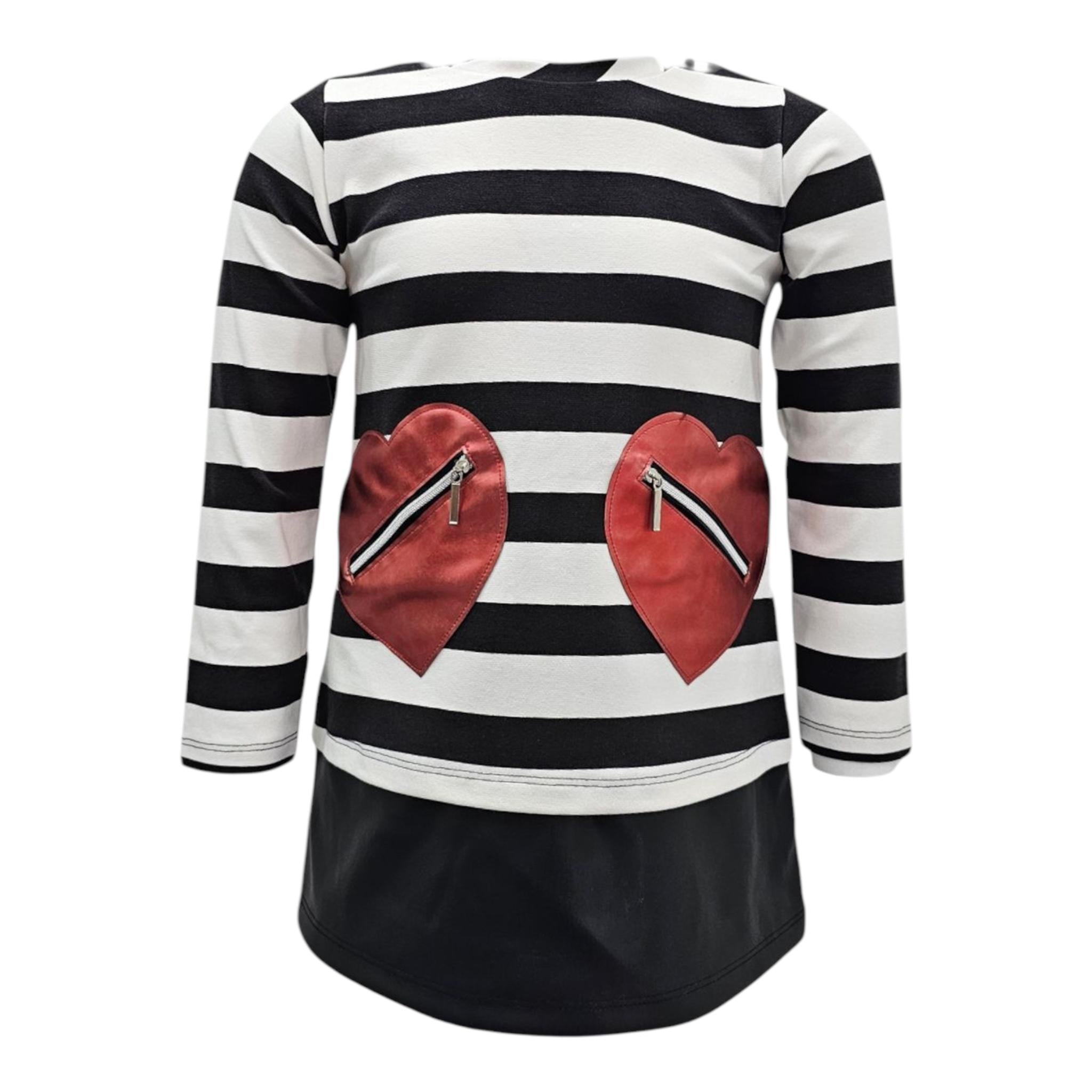 EMC abito manica lunga fantasia a righe Bianco/nero per Bambina AA4812 BIANCO/NERO EMC 