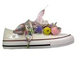 Quickas Sneakers Tinta Unita con Applicazioni e Lacci Bianco per Bambina