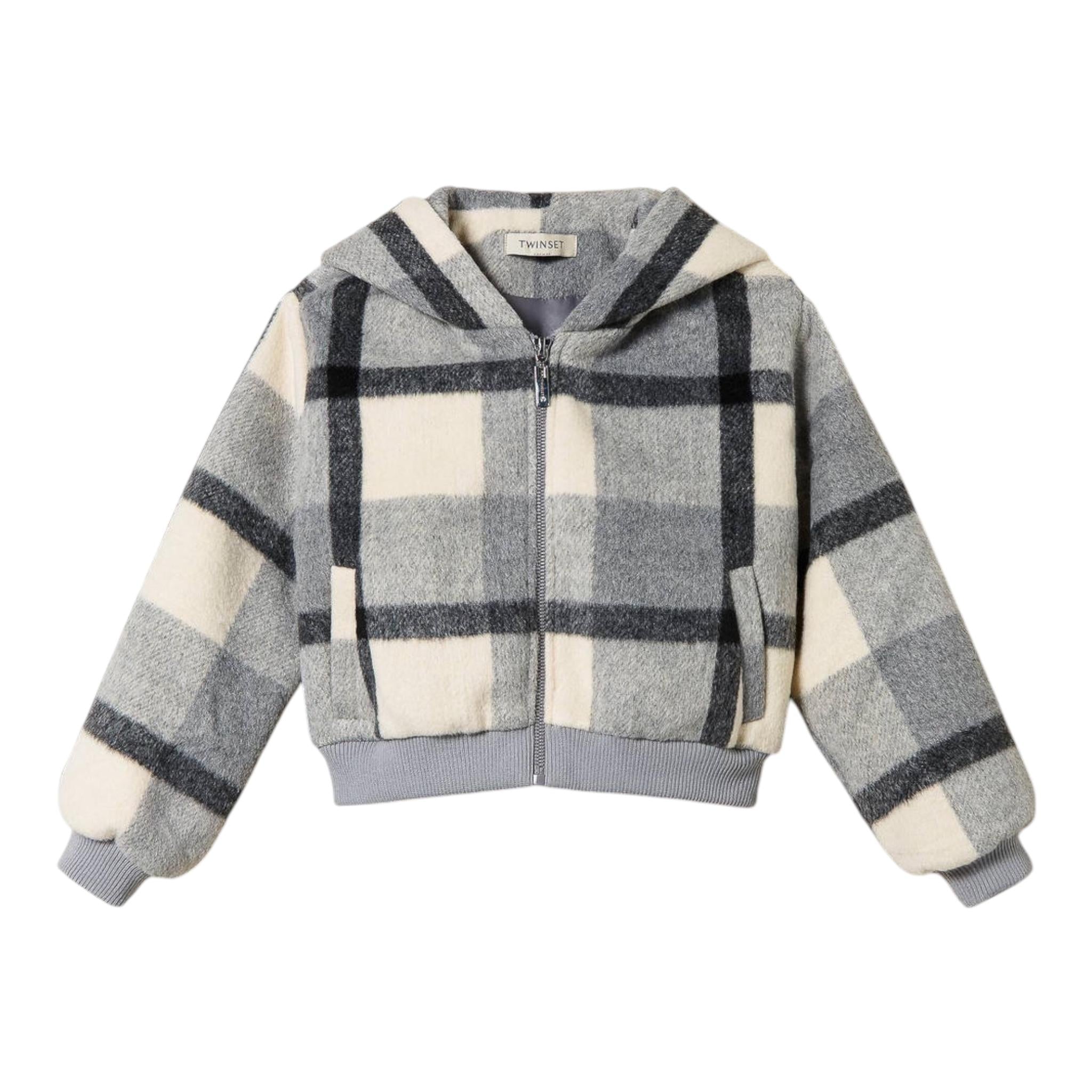 TWINSET giubbino tricolore fantasia a quadri con zip Grigio per Bambina 242GJ2261 GRIGIO TWINSET 