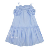 Miss Blumarine Abiti Bretelline Tinta Unita Con Stampa Logo Azzurro Per Neonata