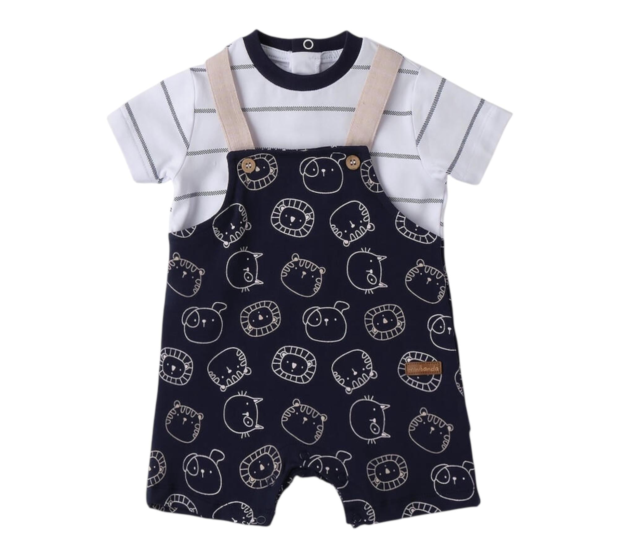 Minibanda Pagliaccetto Mezza Manica Finta T-Shirt per Neonato 3B687 BLU MINIBANDA 