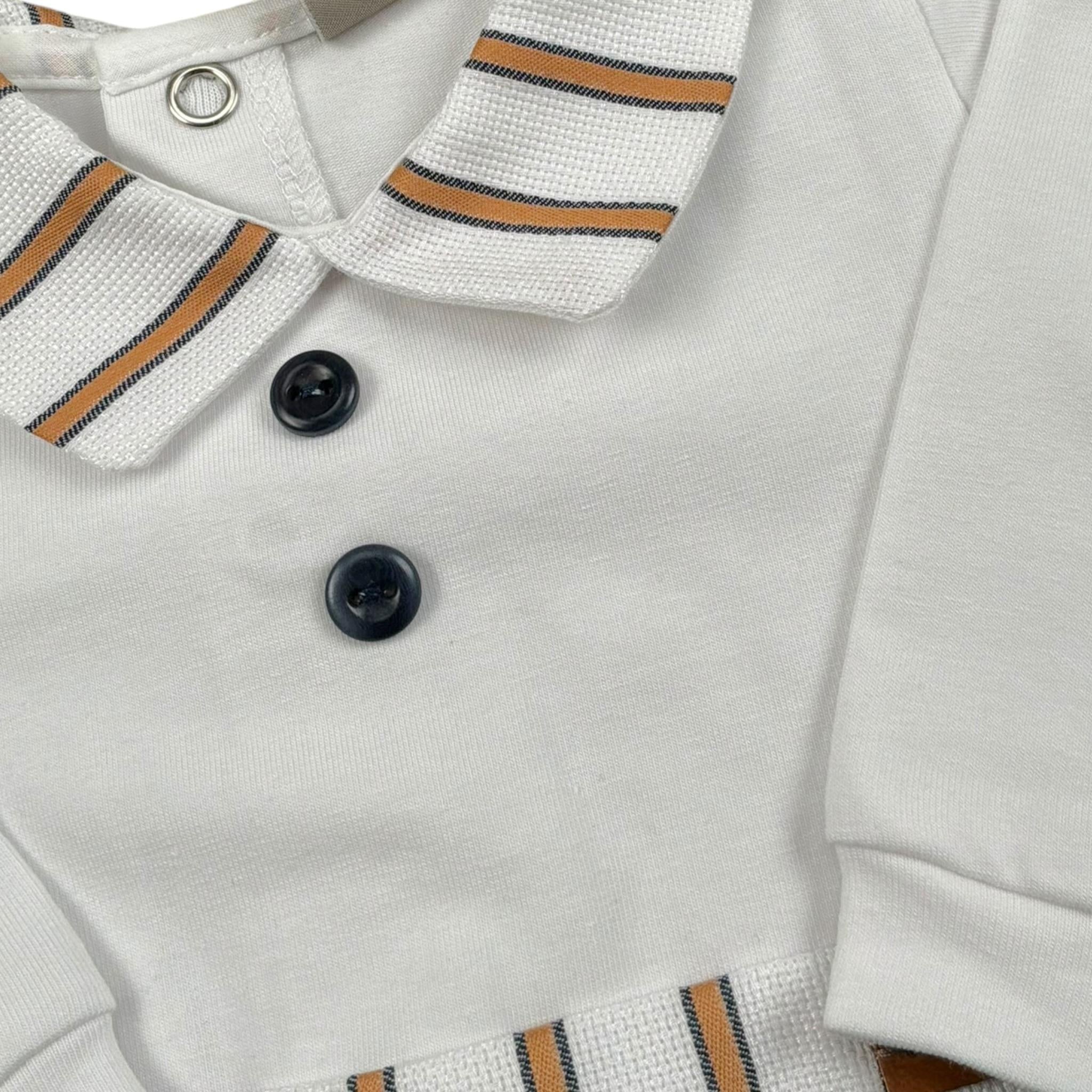 Marlu' Tutina Tinta Unita con Fantasia A Righe per Neonato ES5514 BIANCO MARLU' 