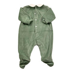 ILFAROBIMBI tutina manica lunga tinta unita in ciniglia Verde per Neonata IFN50970 VERDE ILFAROBIMBI 