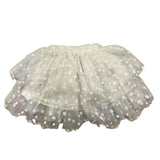 Le Bebe' Gonna Tinta Unita con Tulle e Stampe Fiori Bianco per Neonata