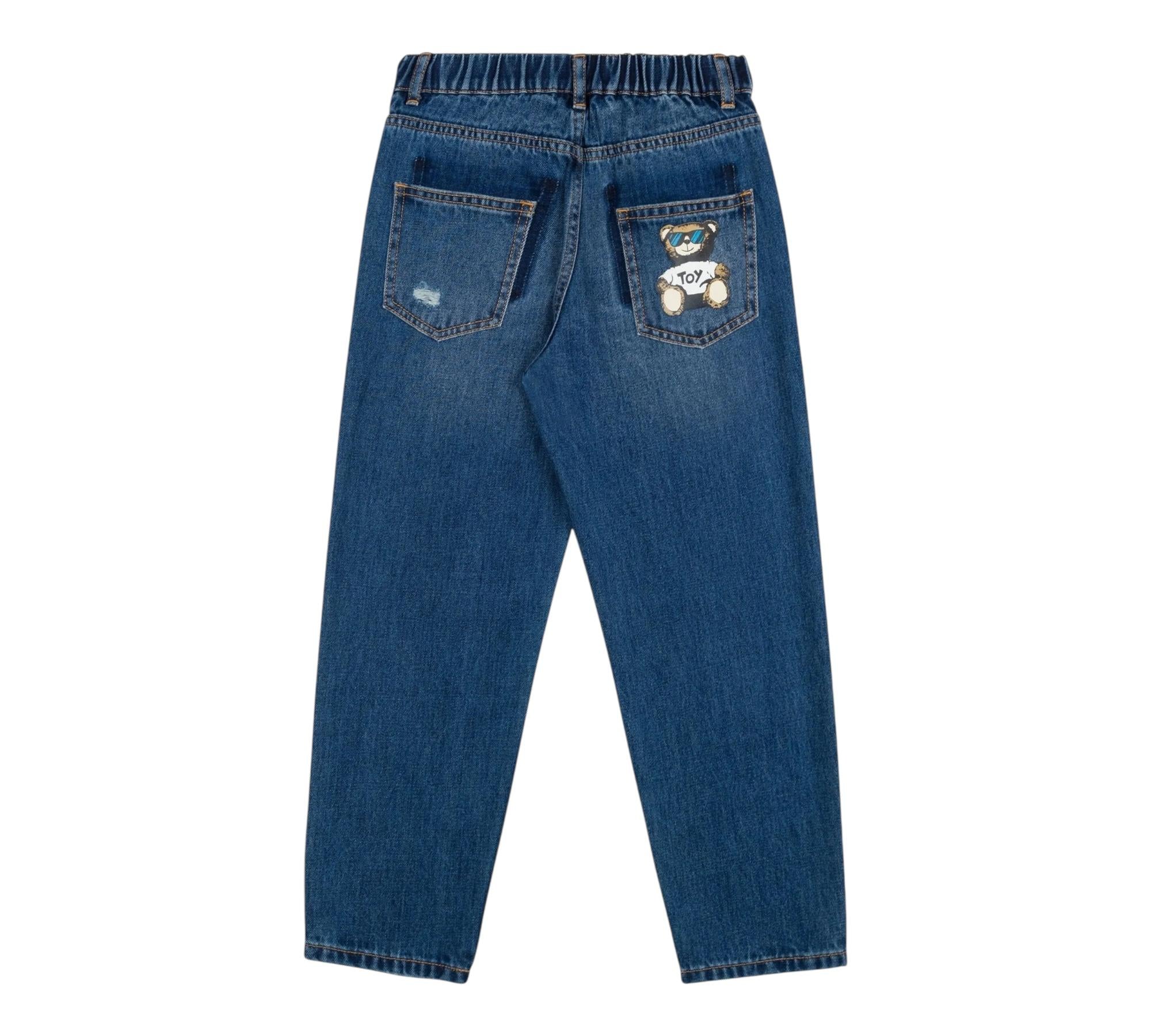 Moschino Jeans Tinta Unita con Elastico In Vita per Bambino HUP089 BLU MOSCHINO 