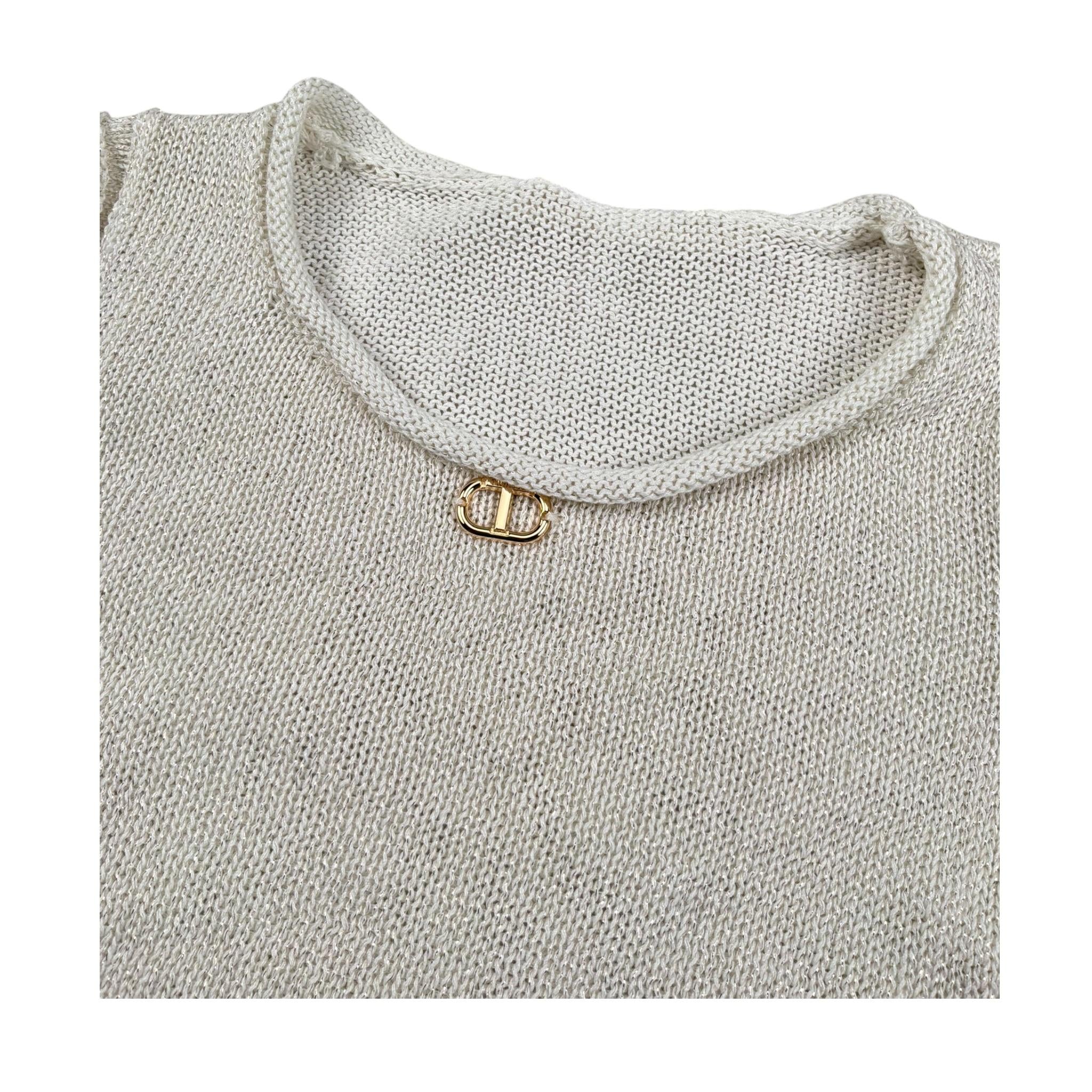 Twinset Top Tinta Unita Giromanica per Bambina 251GJ3431X PANNA TWINSET 