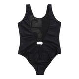 Gcds Costume Intero Tinta Unita con Stampa per Bambina 027966 NERO GCDS 