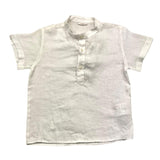 Le Bebe' Camicia Mezza Manica Tinta Unita Collo Coreano Bianco Per Neonato