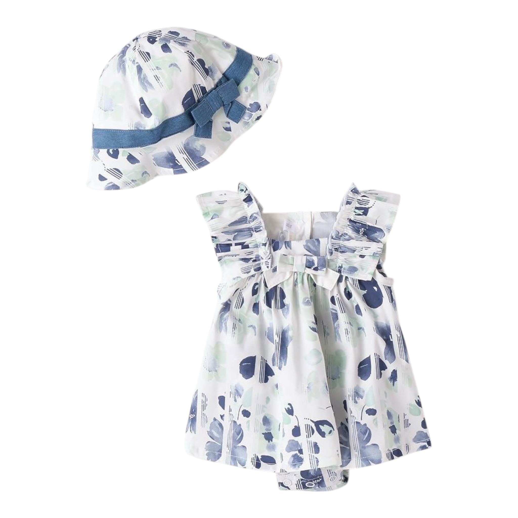 Minibanda Completo 2 Pezzi Abito Tinta Unita-Cappello per Neonata 3B782 BIANCO MINIBANDA 