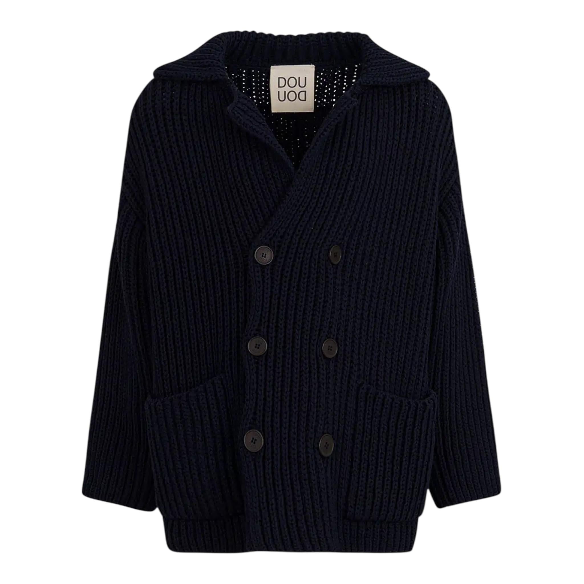 Dou Dou Cardigan Tinta Unita con Bottoni per Bambina DW9P00X BLU DOU DOU 