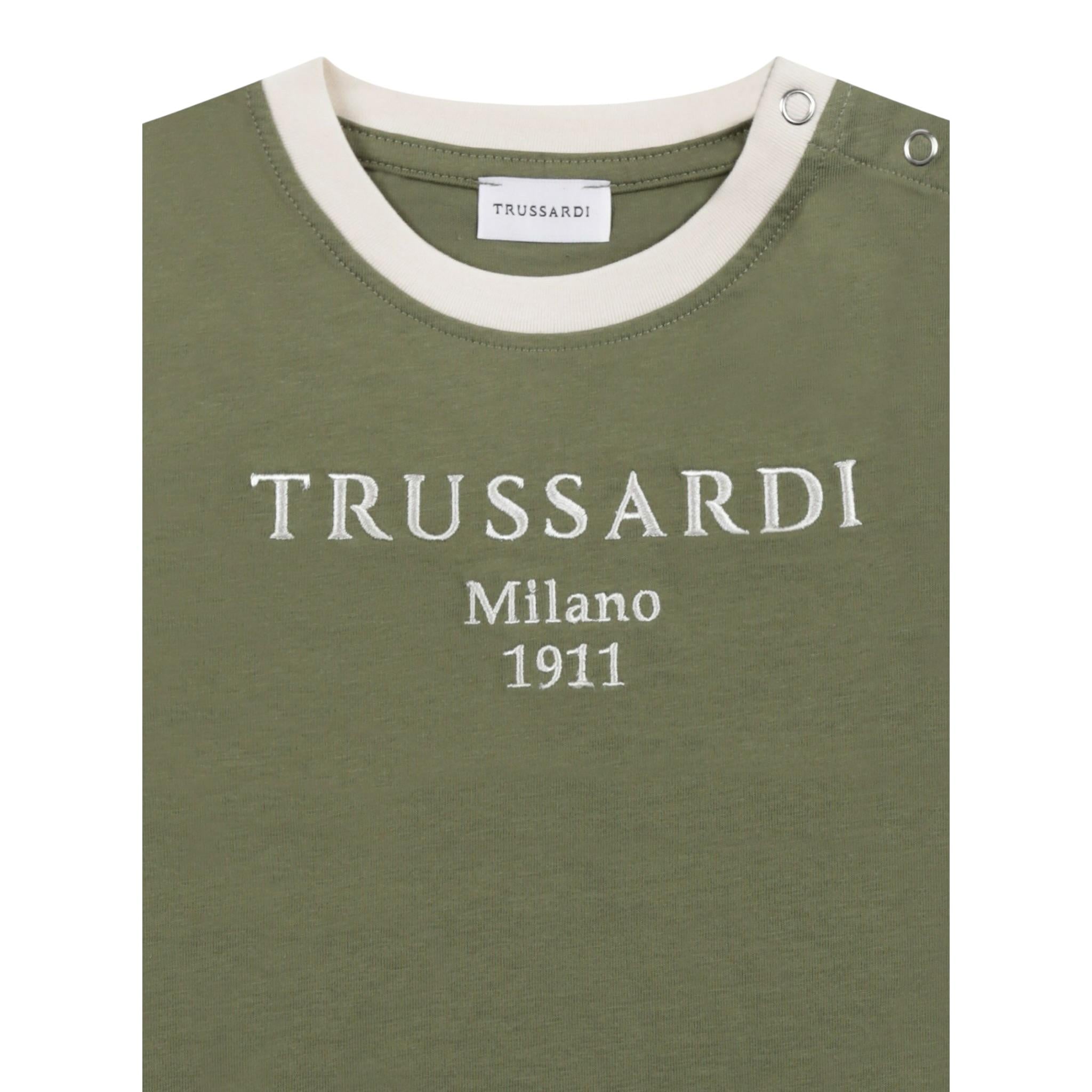 Trussardi Polo Mezza Manica Tinta Unita con Stampa per Neonato TIP25033TS VERDE TRUSSARDI 