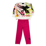 Diadora Completo 2 Pezzi Felpa-Leggins  Bianco/Fuxia Per Neonata