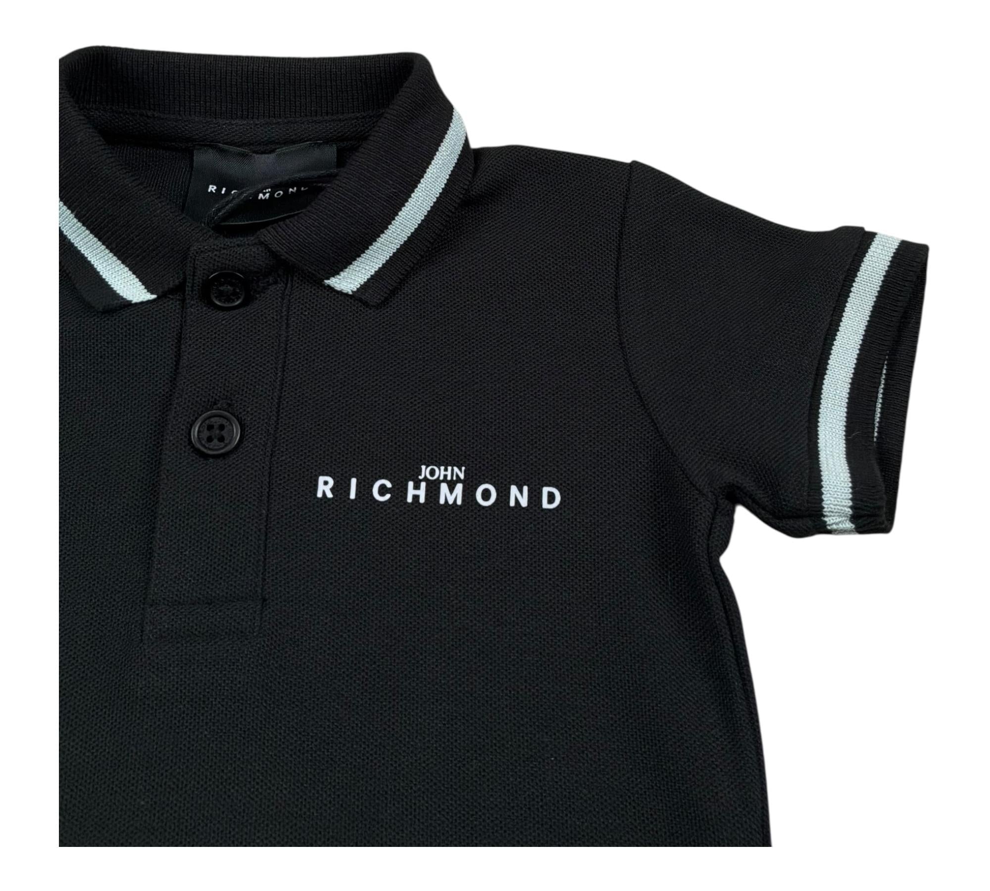 John Richmond Polo Mezza Manica Tinta Unita per Neonato RIP26010PO NERO JOHN RICHMOND 