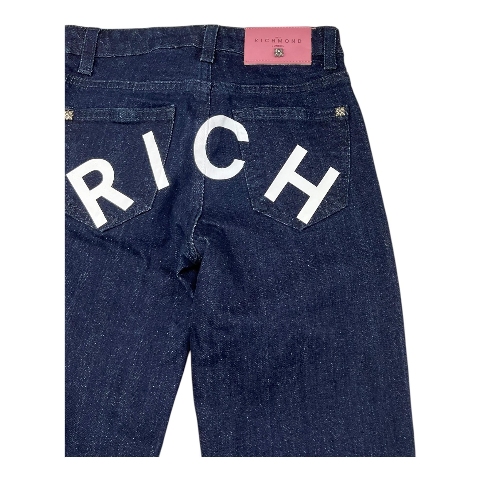 JOHN RICHMOND jeans tinta unita con stampa logo Blu per Bambina RGA25106JE BLU JOHN RICHMOND 