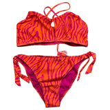 4Giveness Costume 2 Pezzi Fascia-Mutandina Fantasia Zebrata Arancione Fluo Per Bambina