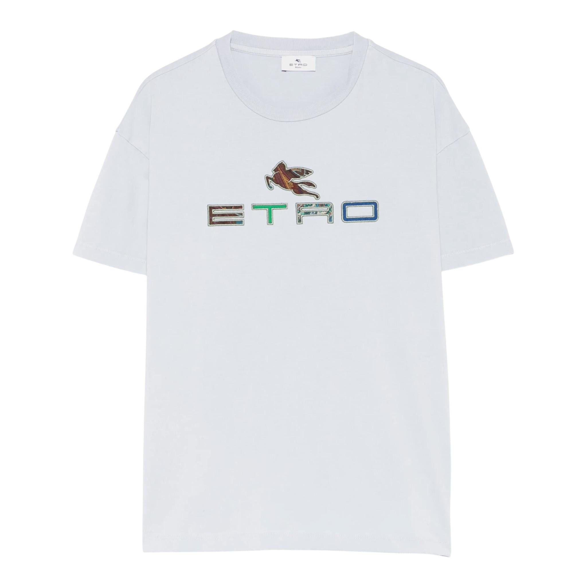 Missoni T-Shirt Girocollo Tinta Unita con Stampa per Bambino GW8P81 AZZURRO MISSONI 