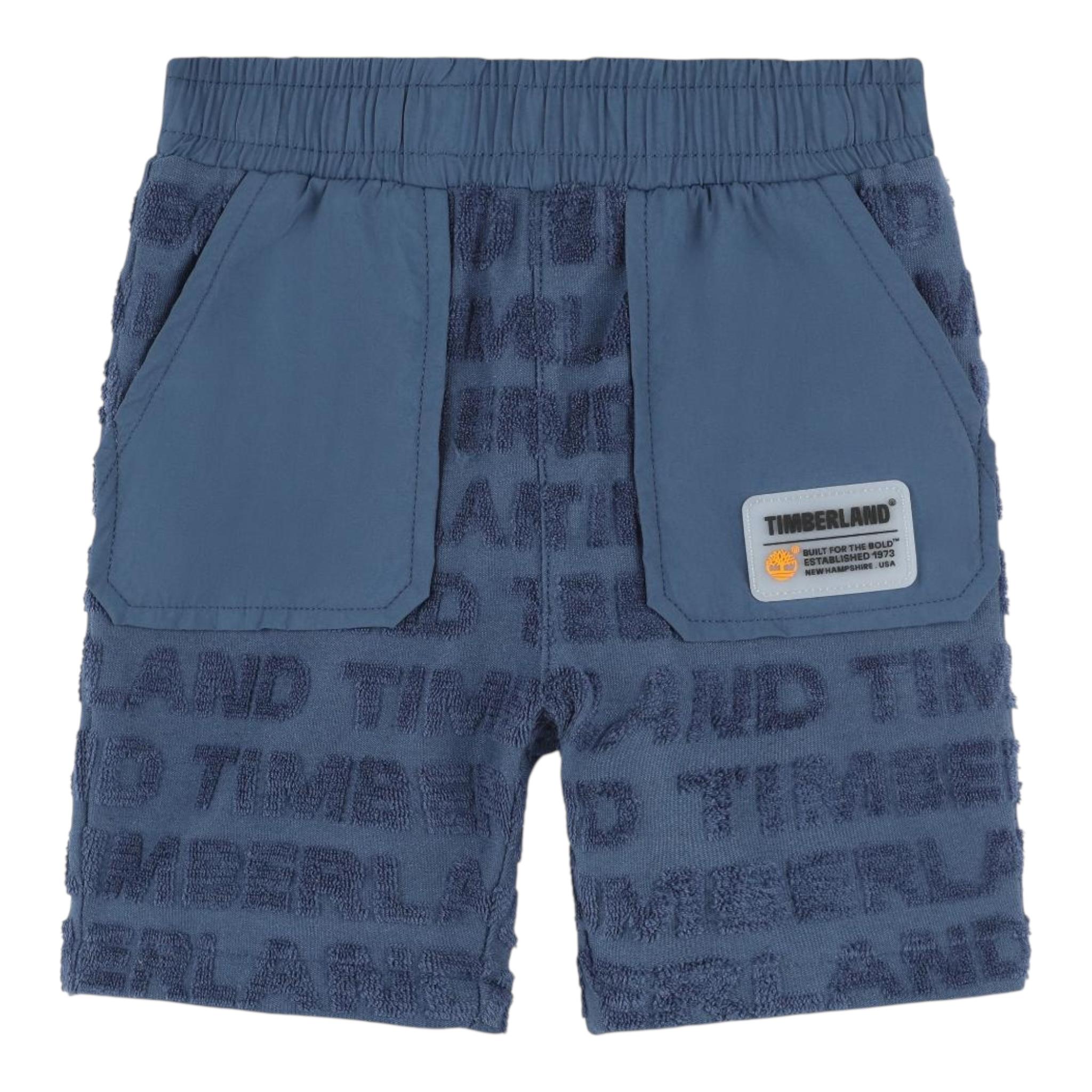Timberland Bermuda Tinta Unita Logato con Elastico In Vita per Neonato T60127 BLU TIMBERLAND 