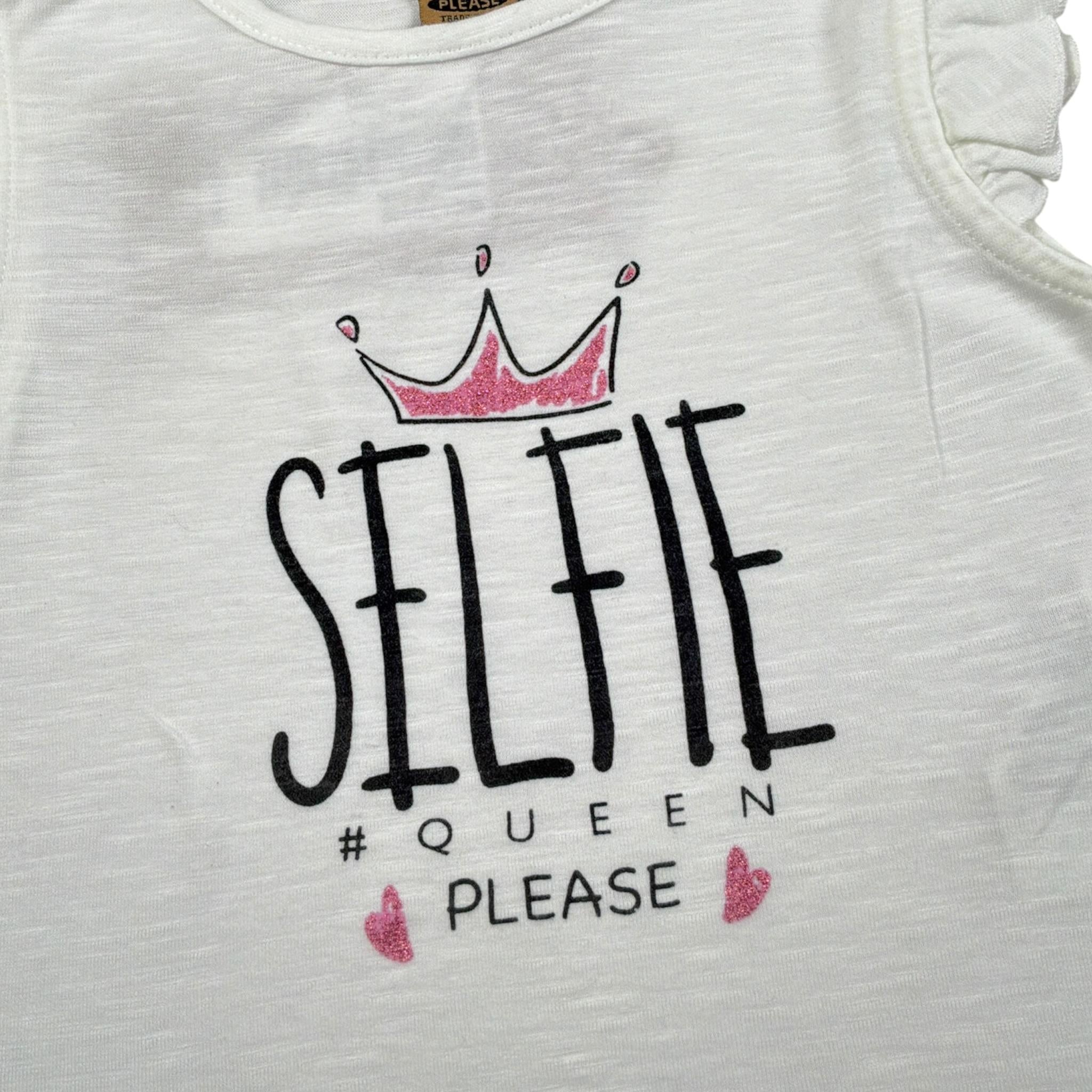 Please T-Shirt Girocollo tinta unita con Stampa Bianco per Neonata MO04030G BIANCO PLEASE 