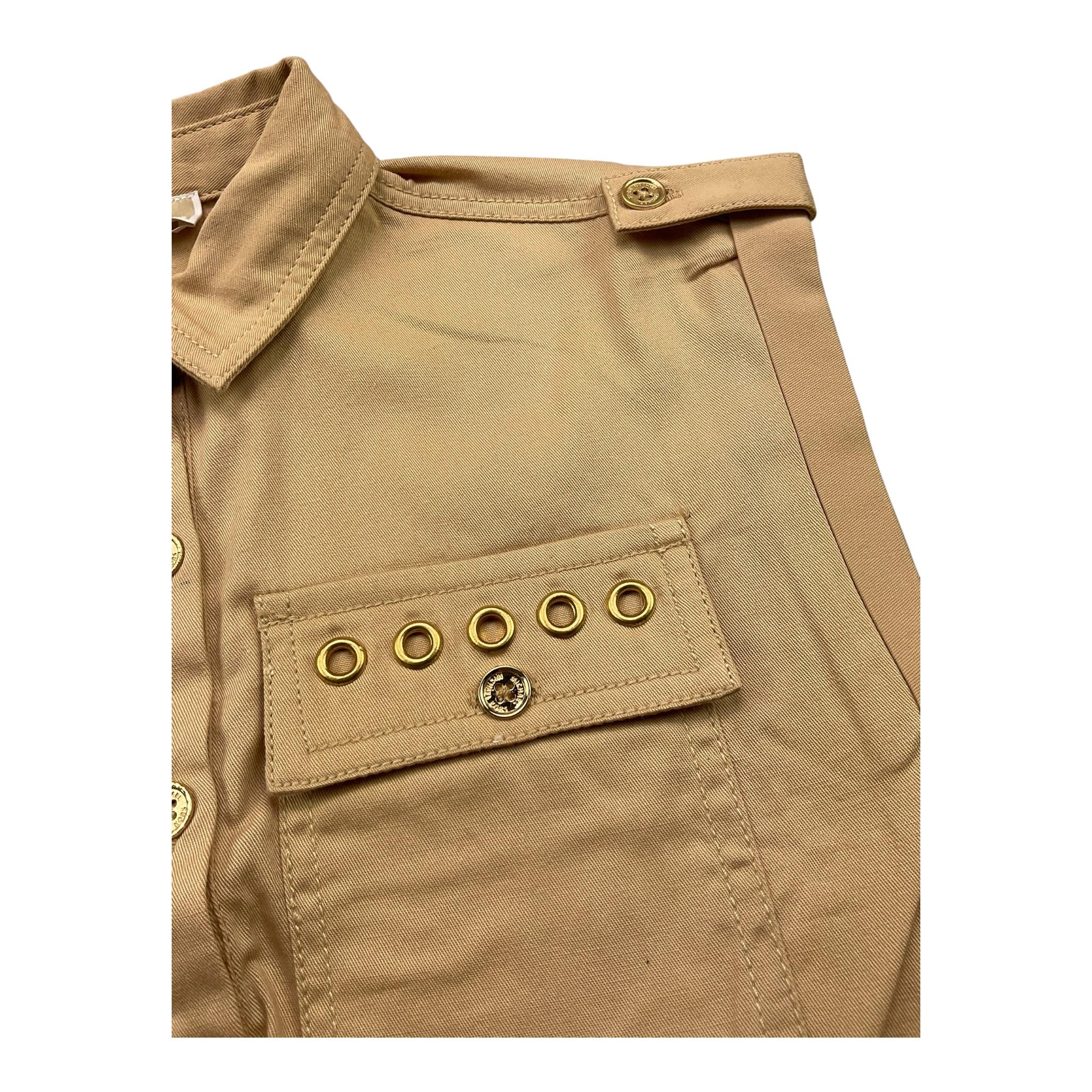 Michael Kors Camicia Giromanica Tinta Unita con Tasche per Bambina R30061 BEIGE MICHAEL KORS 