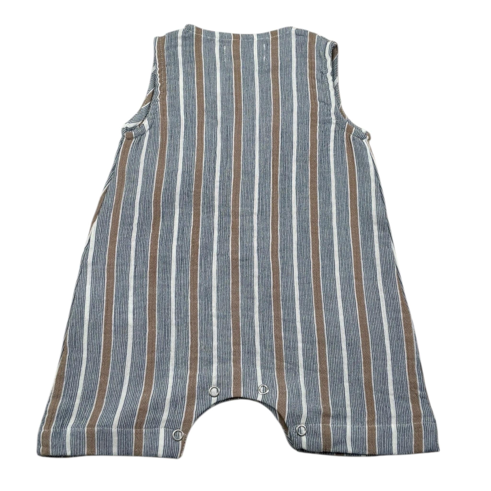 Petit Indi Pagliaccetti Tricolore con Fantasia A Righe Girmanica per Neonato SS25B1729 BLU PETIT INDI 