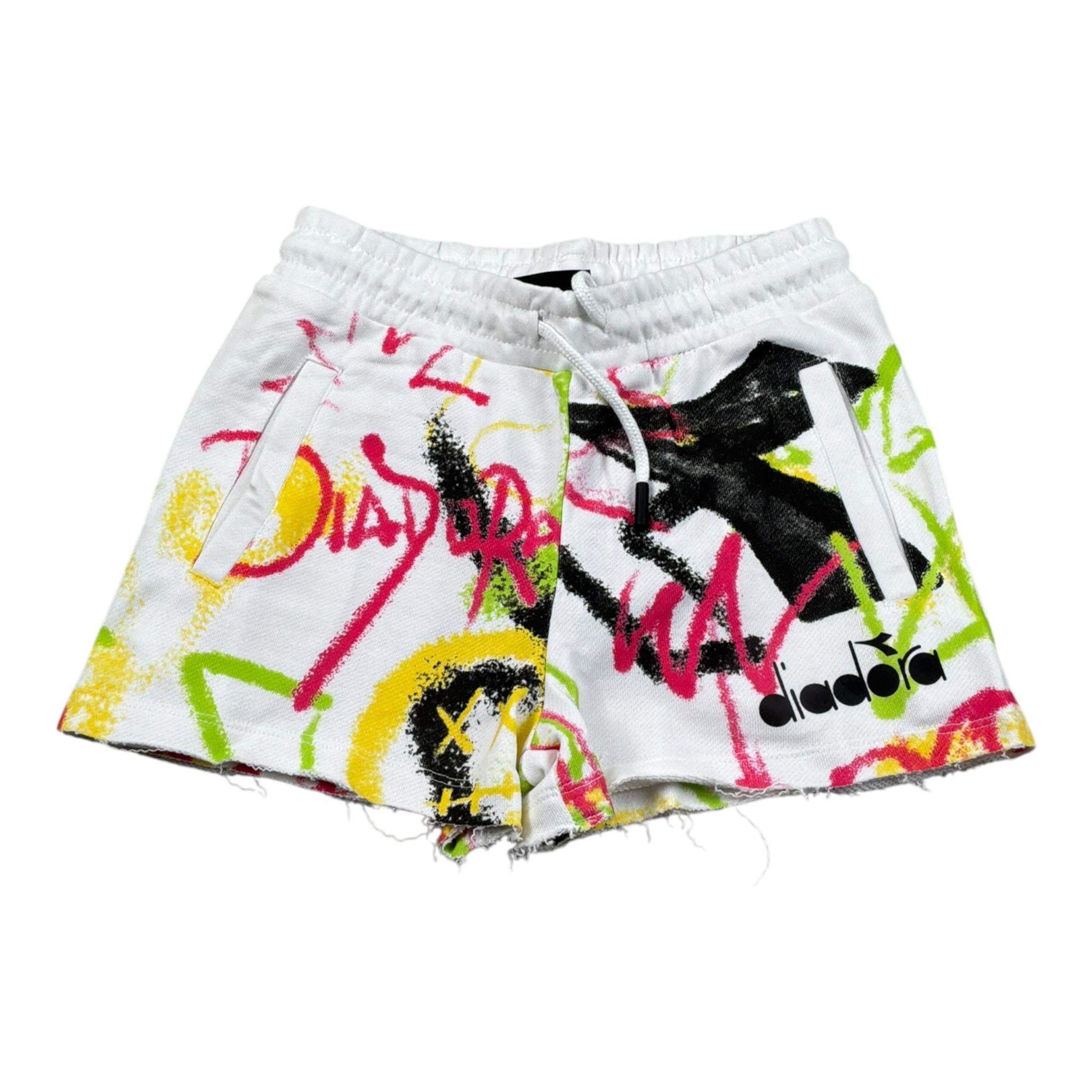 Diadora Short tinta unita con Stampa Bianco per Bambina S4DJGSH099 BIANCO DIADORA 