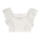 Twinset Top Tinta Unita Con Ricami Bianco Per Bambina