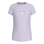 Calvin Klein T-Shirt Girocollo Tinta Unita con Stampa per Bambina IG0IG01470X LILLA CALVIN KLEIN 