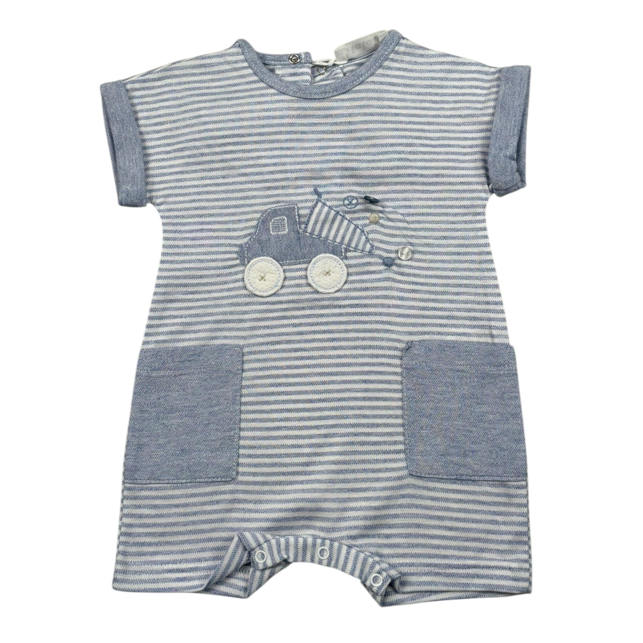 Lalalu' Pagliaccetto Tinta Unita con Fantasia A Righe per Neonato PAL3P BIANCO LALALU' 