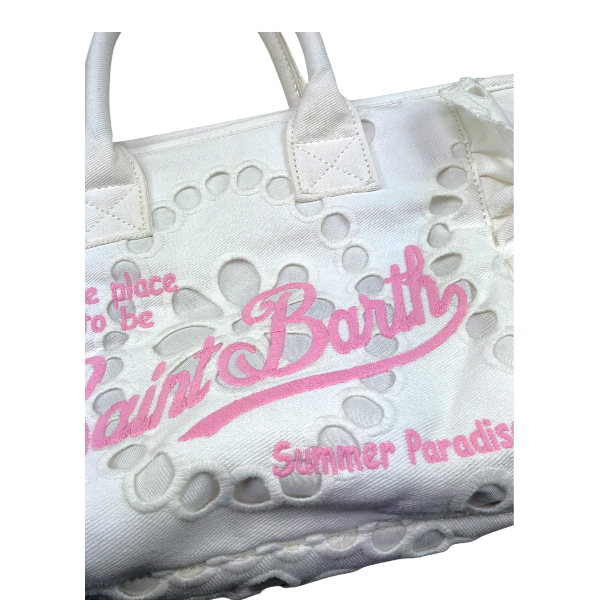 Saint Barth Borsa Tinta Unita con Stampa per Bambina COLETTEVOILANT BIANCO SAINT BARTH 