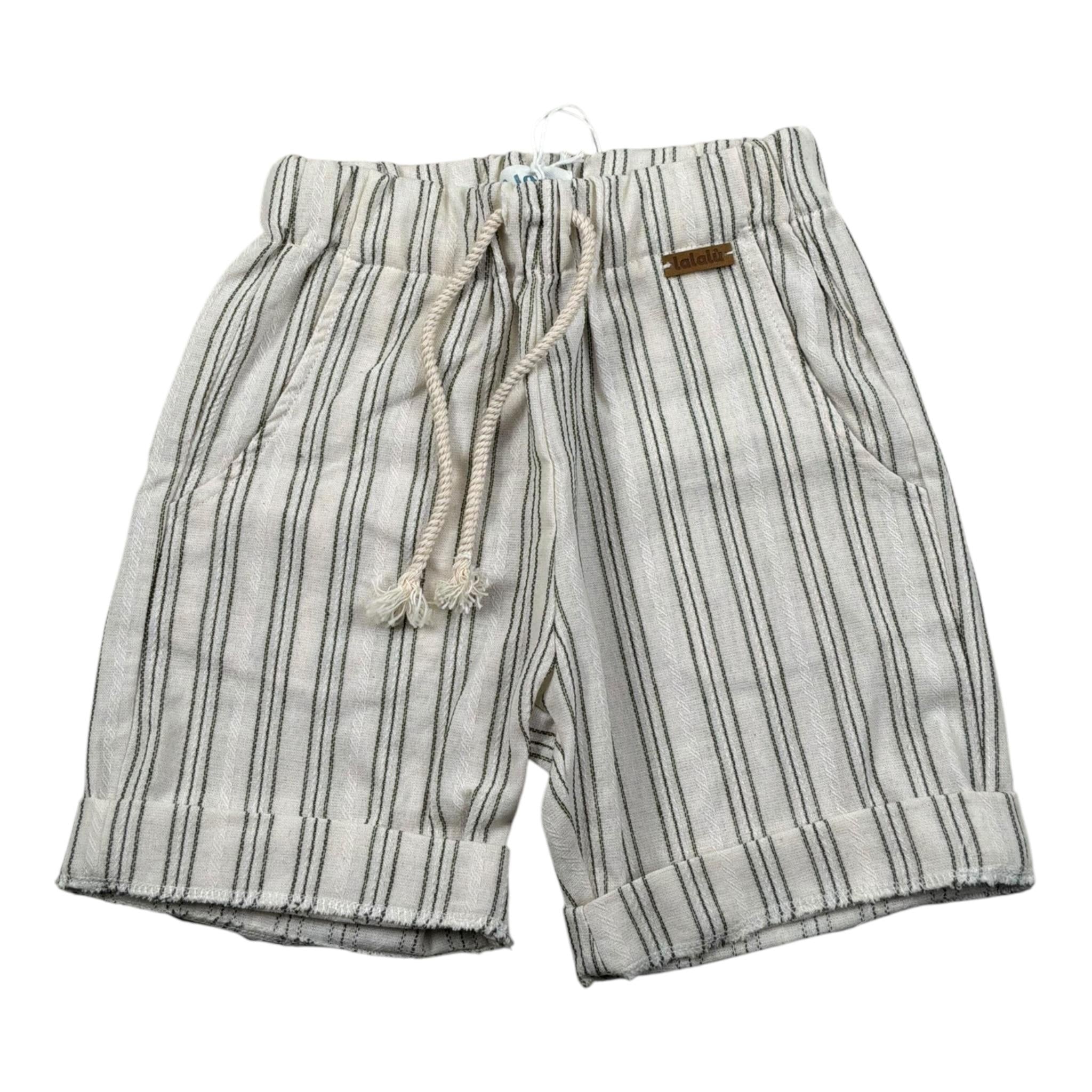 Lalalu' Bermuda Tinta Unita con Fantasia A Righe per Bambino BML50PBX PANNA LALALU' 