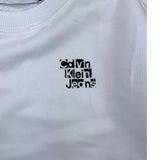Calvin Klein Felpa Girocollo Tinta Unita con Stampa Bianco per Bambino