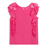 Monnalisa Camicia Giromanica Tinta Unita con Applicazioni per Bambina 175603FS ROSA FLUO MONNALISA 