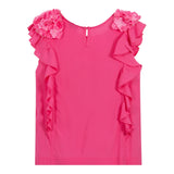 Monnalisa Camicia Giromanica Tinta Unita con Applicazioni per Bambina 175603FS ROSA FLUO MONNALISA 