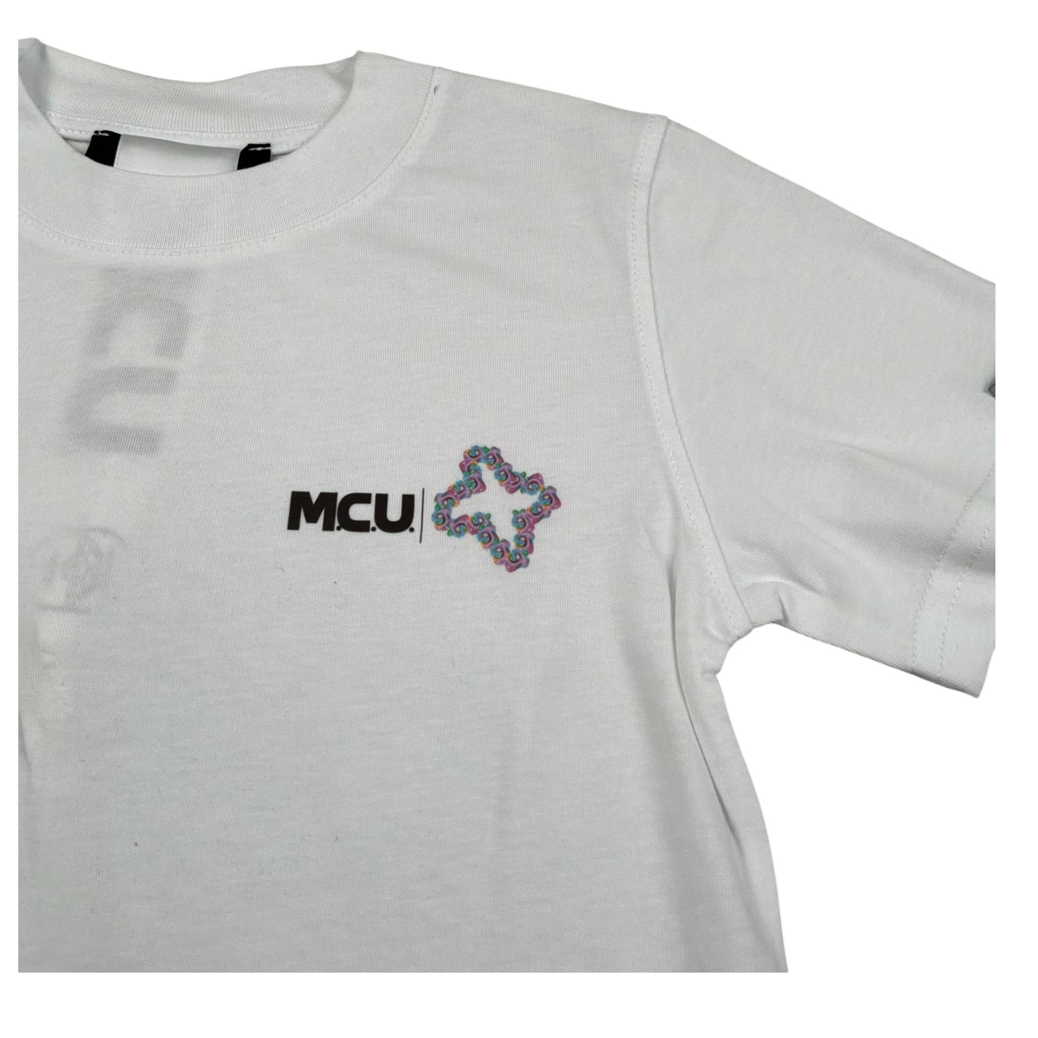 Mcu T-Shirt Girocollo tinta unita con Stampa Bianco per Bambina MCU0121 BIANCO MCU 