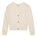 Michael Kors Cardigan tinta unita con Applicazioni Panna per Bambina R30280X PANNA MICHAEL KORS 