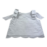 Piccola Ludo Top Tinta Unita Fantasia Traforata Pizzo San Gallo Bianco Per Bambina