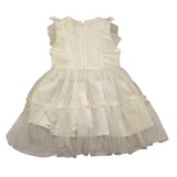 Y-Clu' Abito Giromanica Tinta Unita con Tulle per Bambina YB19529 BIANCO Y-CLU' 
