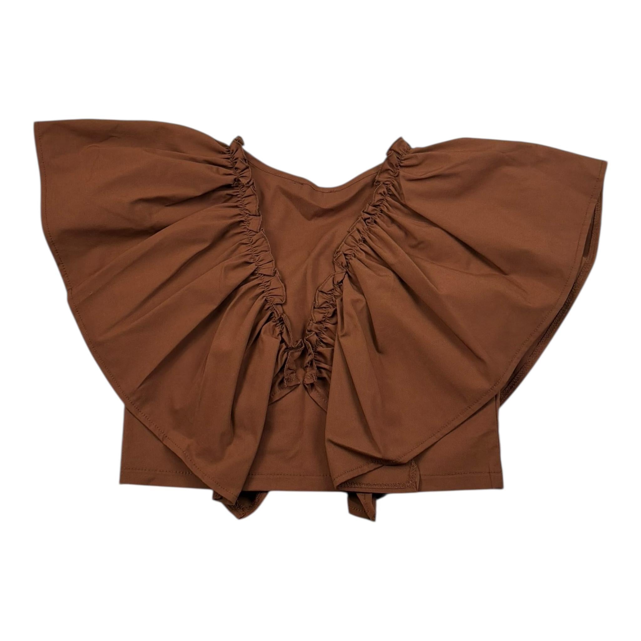 Fun & Fun Top Tinta Unita con Balze per Bambina FNJSH17103 MARRONE FUN & FUN 